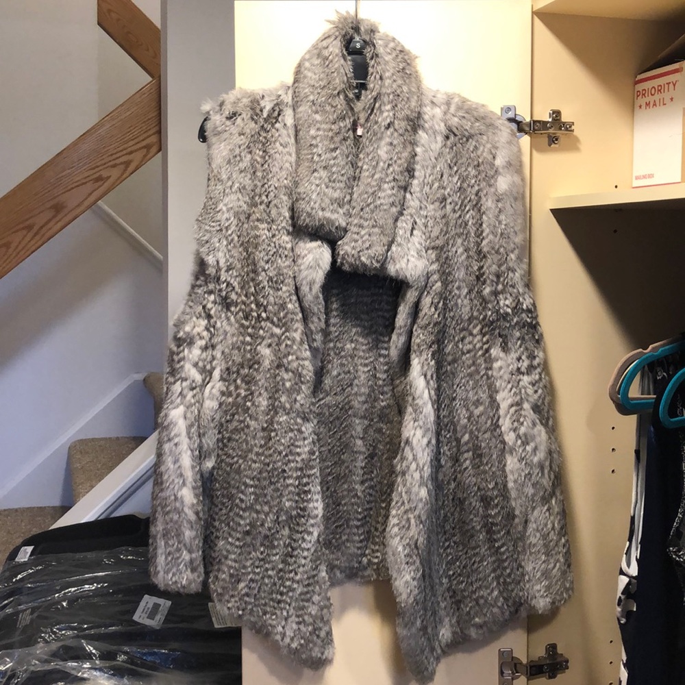 Calypso St Barth Kieza Fur Vest Gray size Large